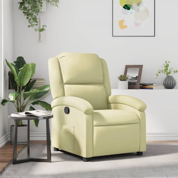 Reclinerfåtölj gräddvit äkta läder