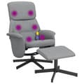 Miniatyrbild 2 av 2: Massagefåtölj med fotpall ljusgrå tyg