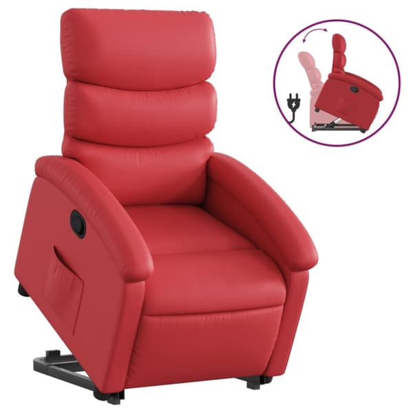 Reclinerfåtölj med uppresningshjälp röd konstläder