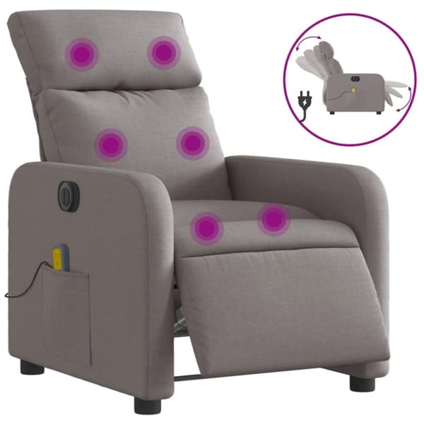 Elektrisk massagefåtölj taupe tyg