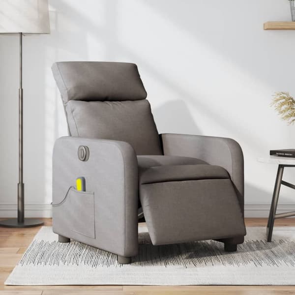 Elektrisk massagefåtölj taupe tyg