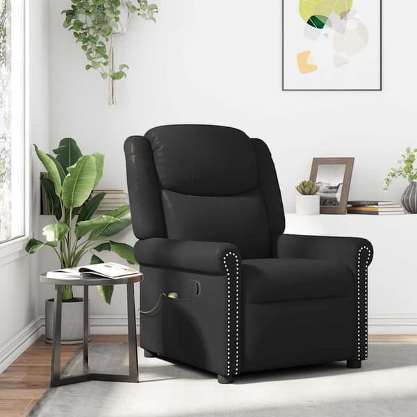 Massagefåtölj svart glansig konstläder
