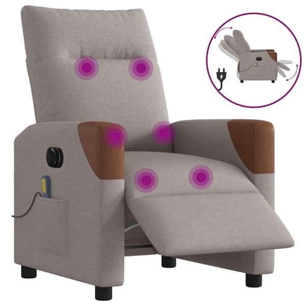 Elektrisk massagefåtölj taupe tyg