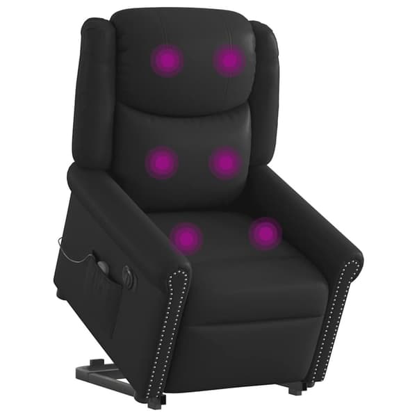 Elektrisk stå-upp massagestol glänsande svart konstläder