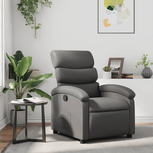Reclinerfåtölj grå konstläder