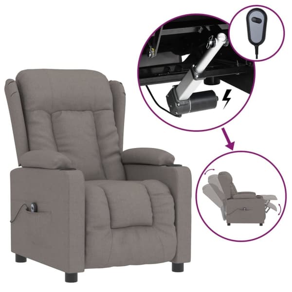 Elektrisk reclinerfåtölj taupe tyg