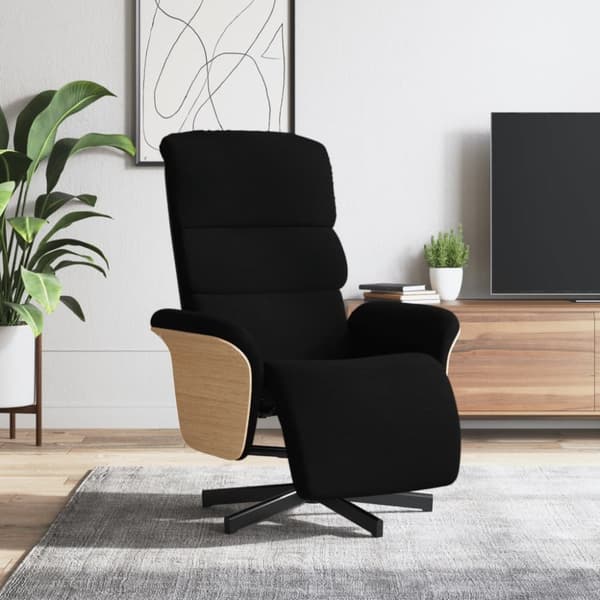 Reclinerfåtölj med fotstöd svart tyg