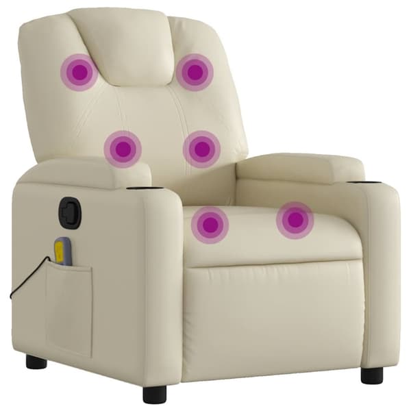 Massagefåtölj gräddvit konstläder