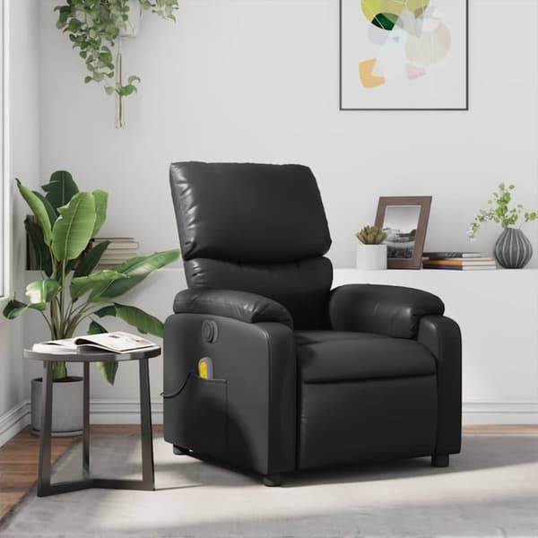Massagefåtölj svart konstläder