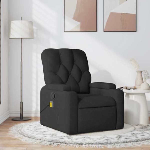 Massagefåtölj svart tyg