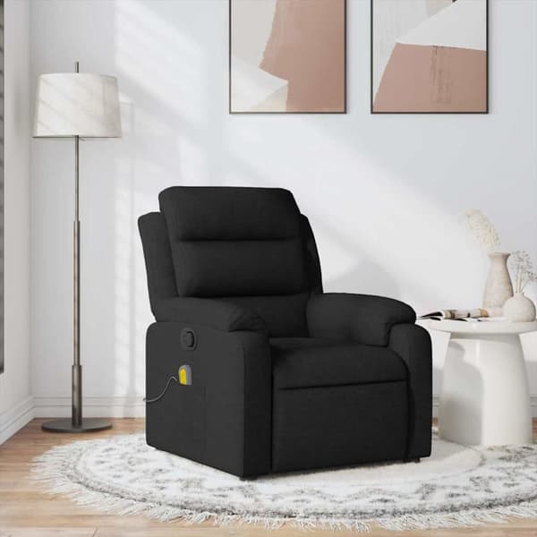 Massagefåtölj svart tyg