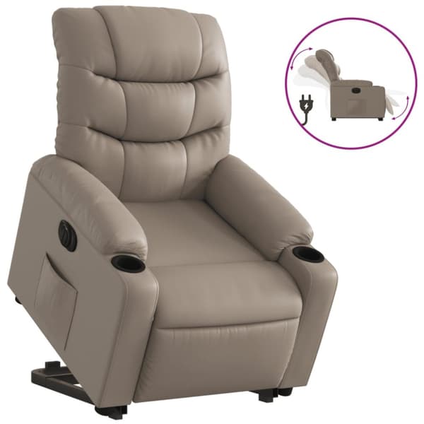 Reclinerfåtölj med uppresningshjälp cappuccino konstläder