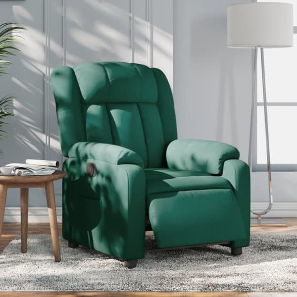 Elektrisk reclinerfåtölj mörkgrön tyg