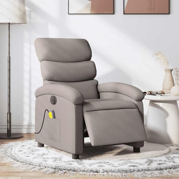 Elektrisk massagefåtölj taupe tyg