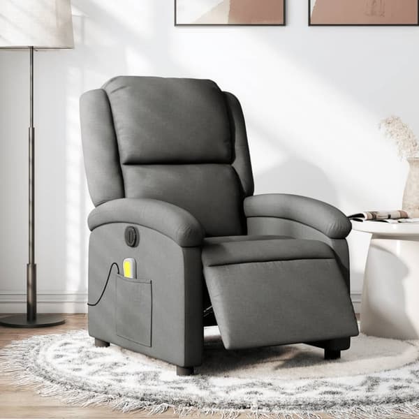 Elektrisk massagefåtölj mörkgrå tyg