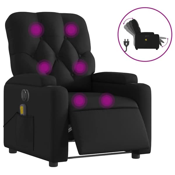 Elektrisk massagefåtölj svart konstläder