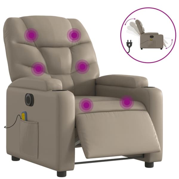 Elektrisk massagefåtölj cappuccino konstläder