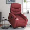 Miniatyrbild 1 av 2: Reclinerfåtölj med uppresningshjälp vinröd konstläder