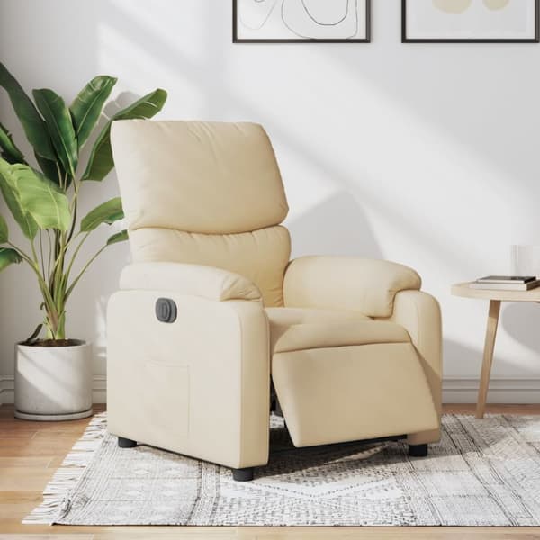 Elektrisk reclinerfåtölj gräddvit tyg
