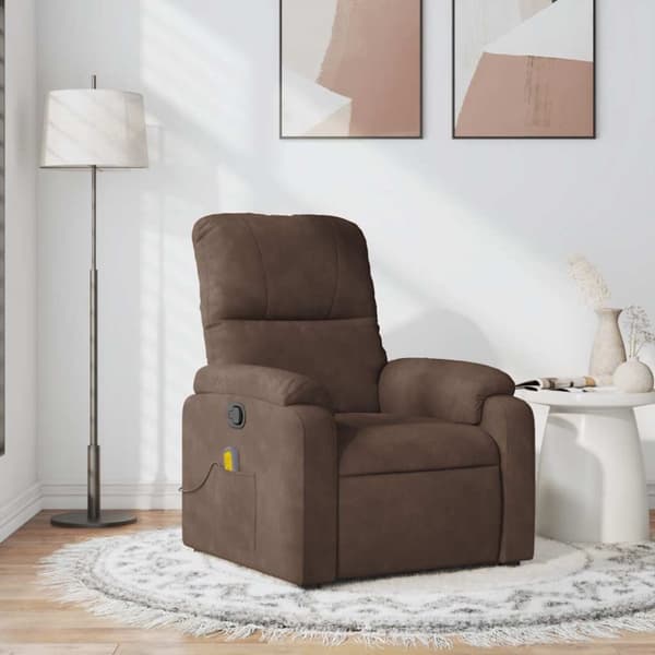 Massagefåtölj brun mikrofibertyg