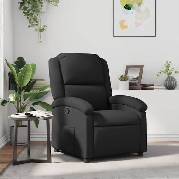 Reclinerfåtölj svart äkta läder