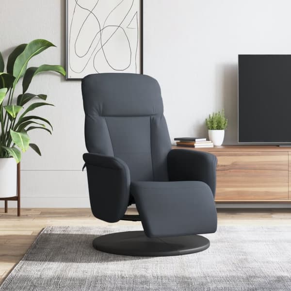 Reclinerfåtölj med fotstöd mörkgrå sammet