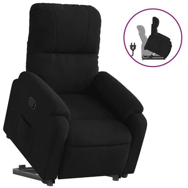 Reclinerfåtölj med uppresningshjälp svart mikrofibertyg