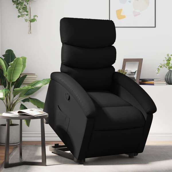 Reclinerfåtölj med uppresningshjälp svart konstläder