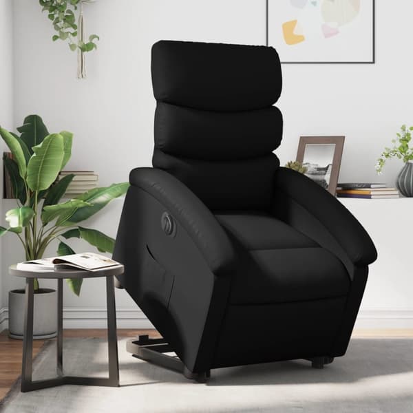 Reclinerfåtölj med uppresningshjälp svart konstläder