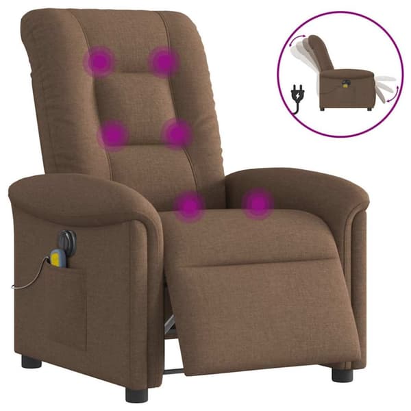 Elektrisk massagefåtölj brun tyg