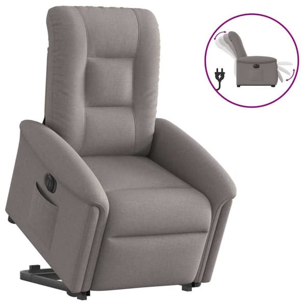 Elektrisk reclinerfåtölj med uppresningshjälp taupe tyg