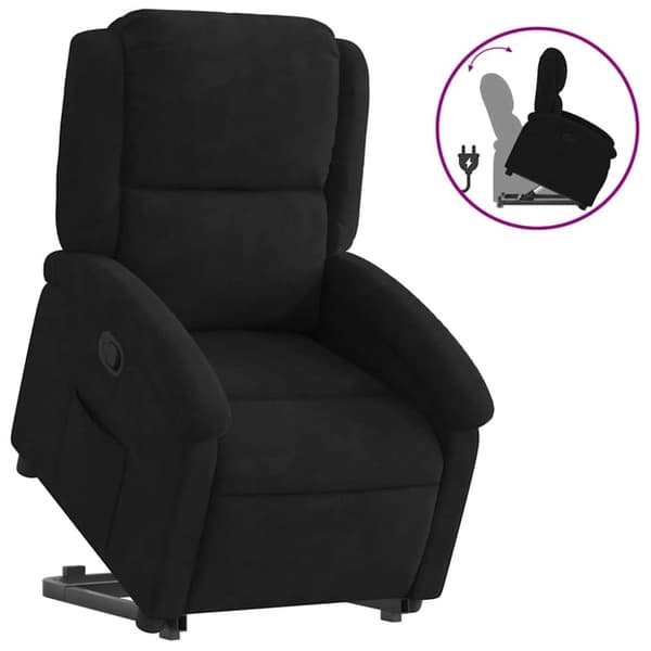Reclinerfåtölj med uppresningshjälp svart sammet