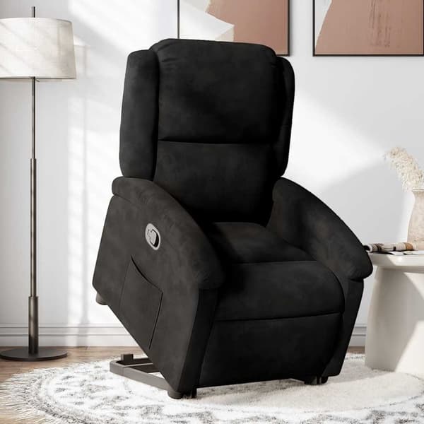 Reclinerfåtölj med uppresningshjälp svart sammet
