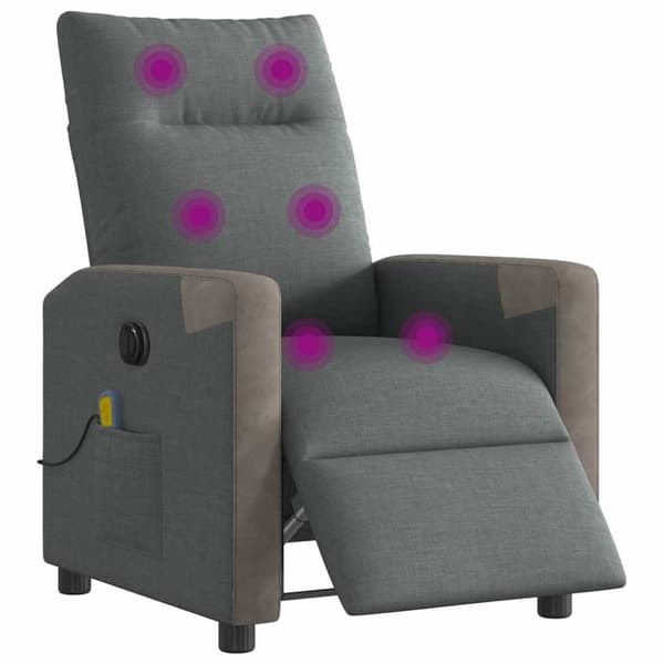 Elektrisk massagefåtölj mörkgrå tyg