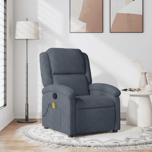 Massagefåtölj mörkgrå sammet