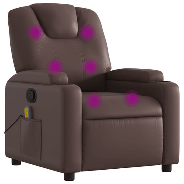 Massagefåtölj brun konstläder