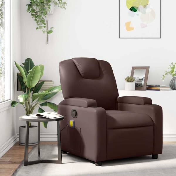Massagefåtölj brun konstläder