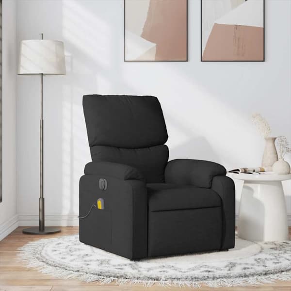 Massagefåtölj svart tyg