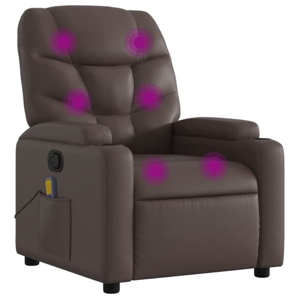 Massagefåtölj brun konstläder