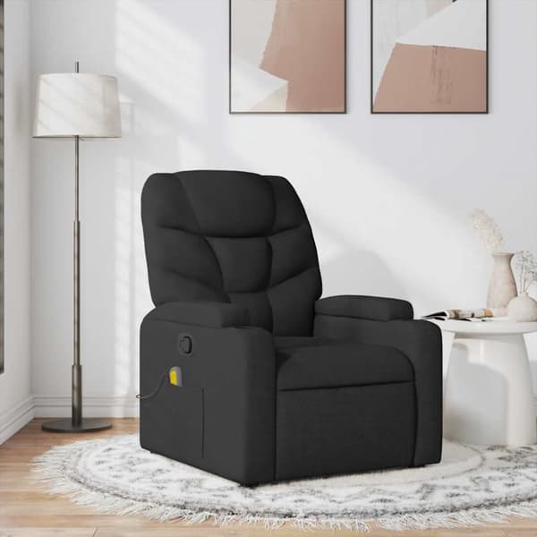 Massagefåtölj svart tyg