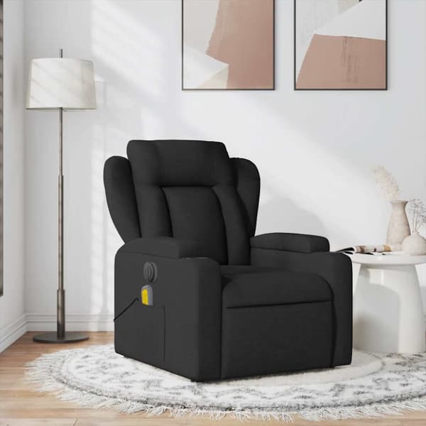Massagefåtölj svart tyg