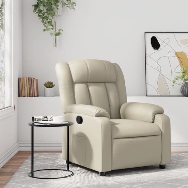 Reclinerfåtölj gräddvit konstläder