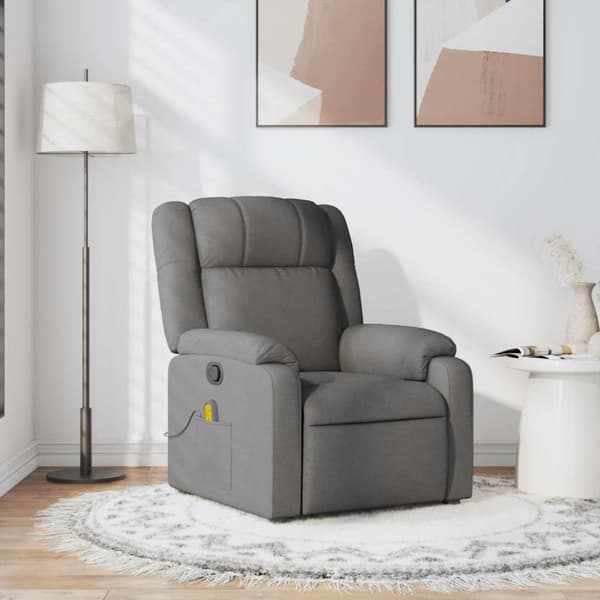 Massagefåtölj mörkgrå tyg