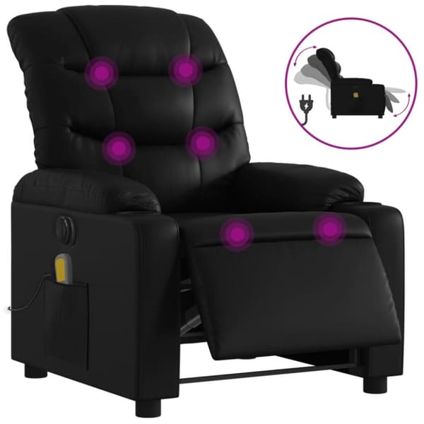 Elektrisk massagefåtölj svart konstläder