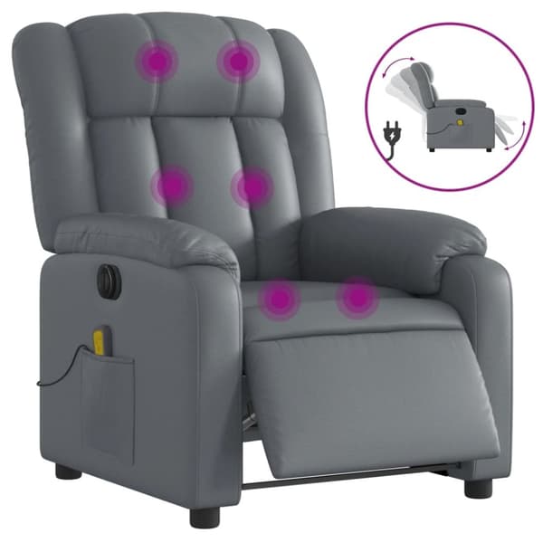 Elektrisk massagefåtölj grå konstläder