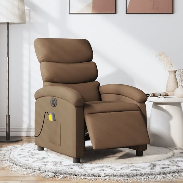 Elektrisk massagefåtölj brun tyg