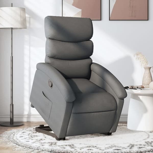 Reclinerfåtölj med uppresningshjälp mörkgrå tyg
