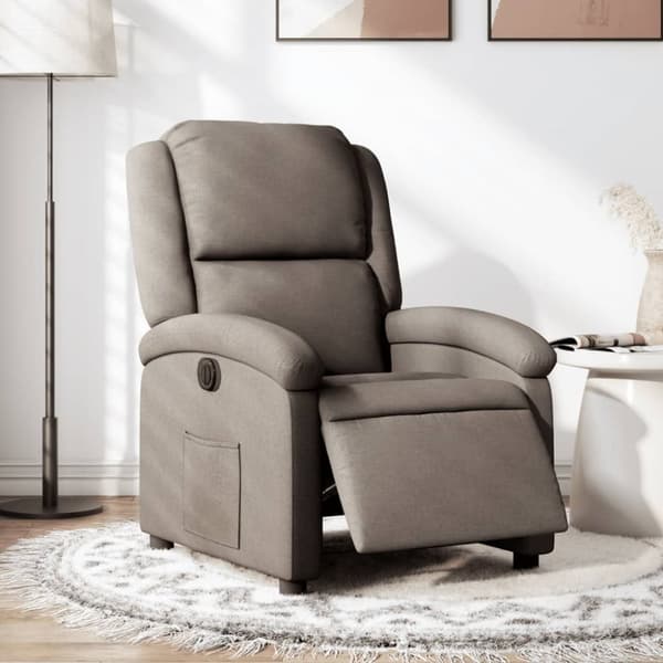 Elektrisk reclinerfåtölj taupe tyg