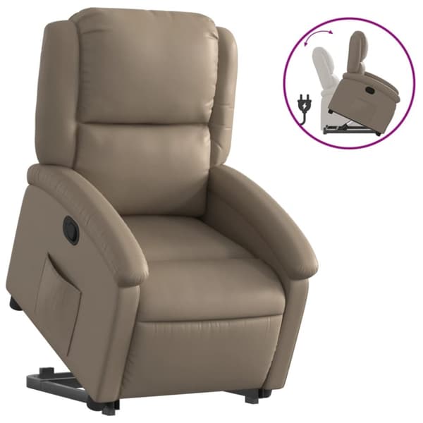 Reclinerfåtölj med uppresningshjälp cappuccino konstläder