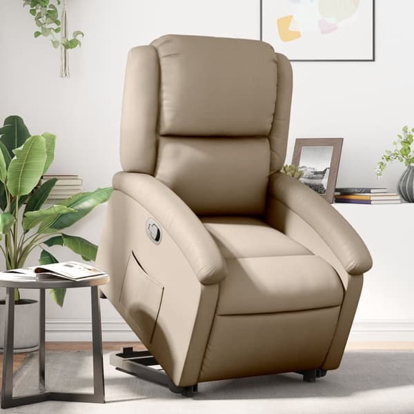 Reclinerfåtölj med uppresningshjälp cappuccino konstläder